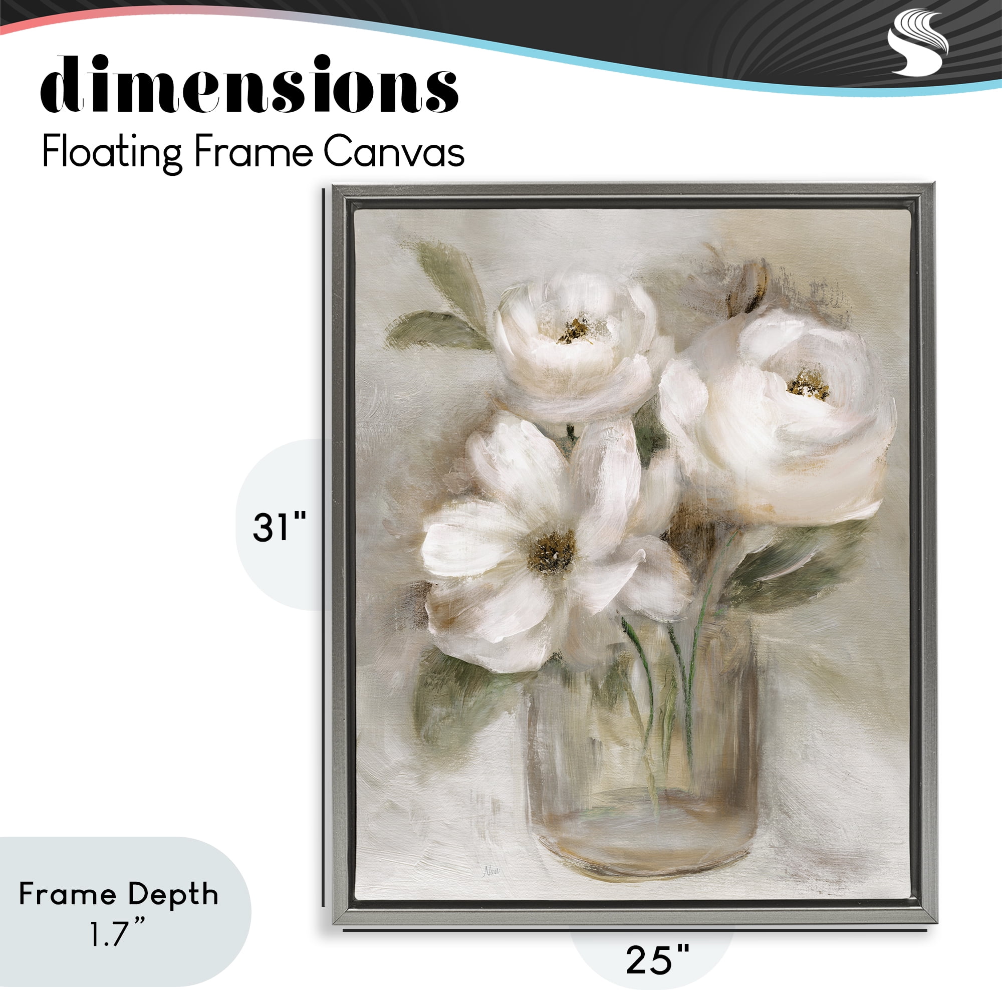 Stupell Industries Soft Brushstroke Roses Gray Framed Floater Canvas Wall Art, design by Nan