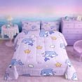 thumbnail image 2 of Manfei Cartoon Purple Dolphin Starfish Seashell Queen Comforter Set for Kids Boys and Girls, Marine Life Print Bedding Comforter Set, Polka Dots Reversible 3-Piece, 1 Comforter and 2 Pillowcases, 2 of 6