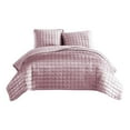 thumbnail image 1 of Benjara BM225231 Coverlet Set with Stitched Square Pattern, Pink - King Size - 3 Piece, 1 of 1