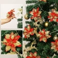 thumbnail image 5 of Husfou Christmas Poinsettia 5.5 Artificial Plastic Glitter Red Bouquet (20 Count), 5 of 7