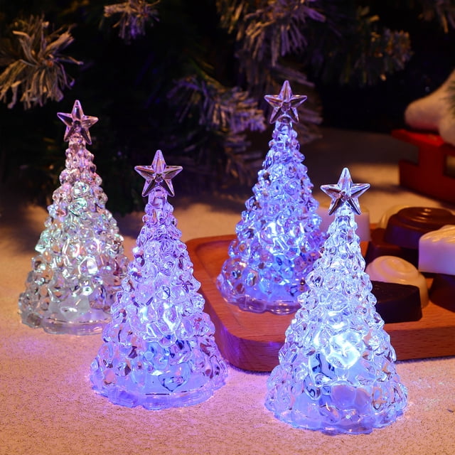 VERDANVERSE 4Ud Árbol De Con Luces Transparente De Escritorio Decorativa Para Hogar