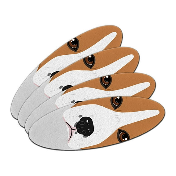 Beagle - Dog Pet Double-Sided Oval Nail File Emery Board Set 4 Pack