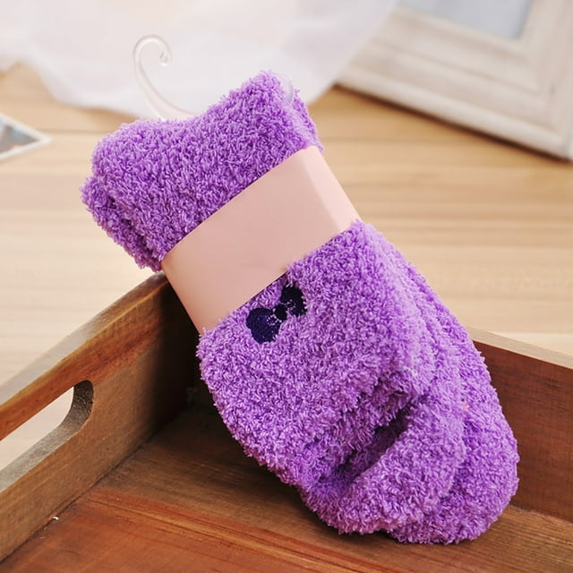 Chaussettes de Lit Douces Colorées pour Femmes, Chaudes pour l'Hiver, Pantoufle en Molleton