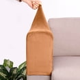 thumbnail image 5 of Velvet Couch Arm Cover, Stretch Armrest Covers Washable Armchair Slipcover for Recliner Sofa Soft Furniture Protector for Living Room-Camel-2 pcs, 5 of 7