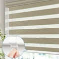thumbnail image 3 of Keego Cordless Zebra Blinds for Windows 85% Blackout Shades Dual Layer Roller Shades for Home Bedroom Office (Sand Color, 48"W x 60"H, 3 of 9