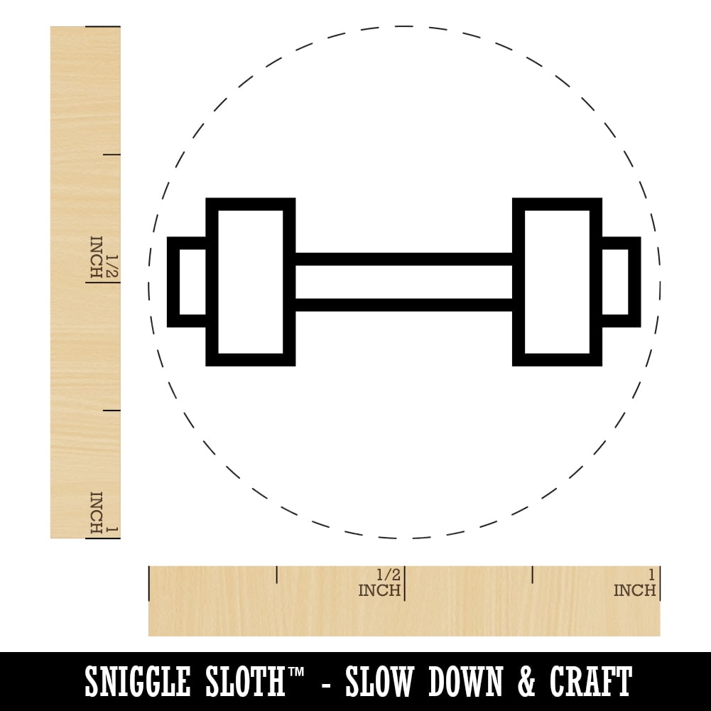 Dumbbell Barbell Weight Lifting Outline Self-Inking Rubber Stamp Ink Stamper - Lime Green Ink - Medium 1 Inch