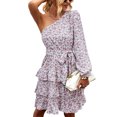 thumbnail image 3 of Vestido de mujer con hombros caídos, manga larga, estampado floral de una pieza para todas las estaciones, 3 of 8