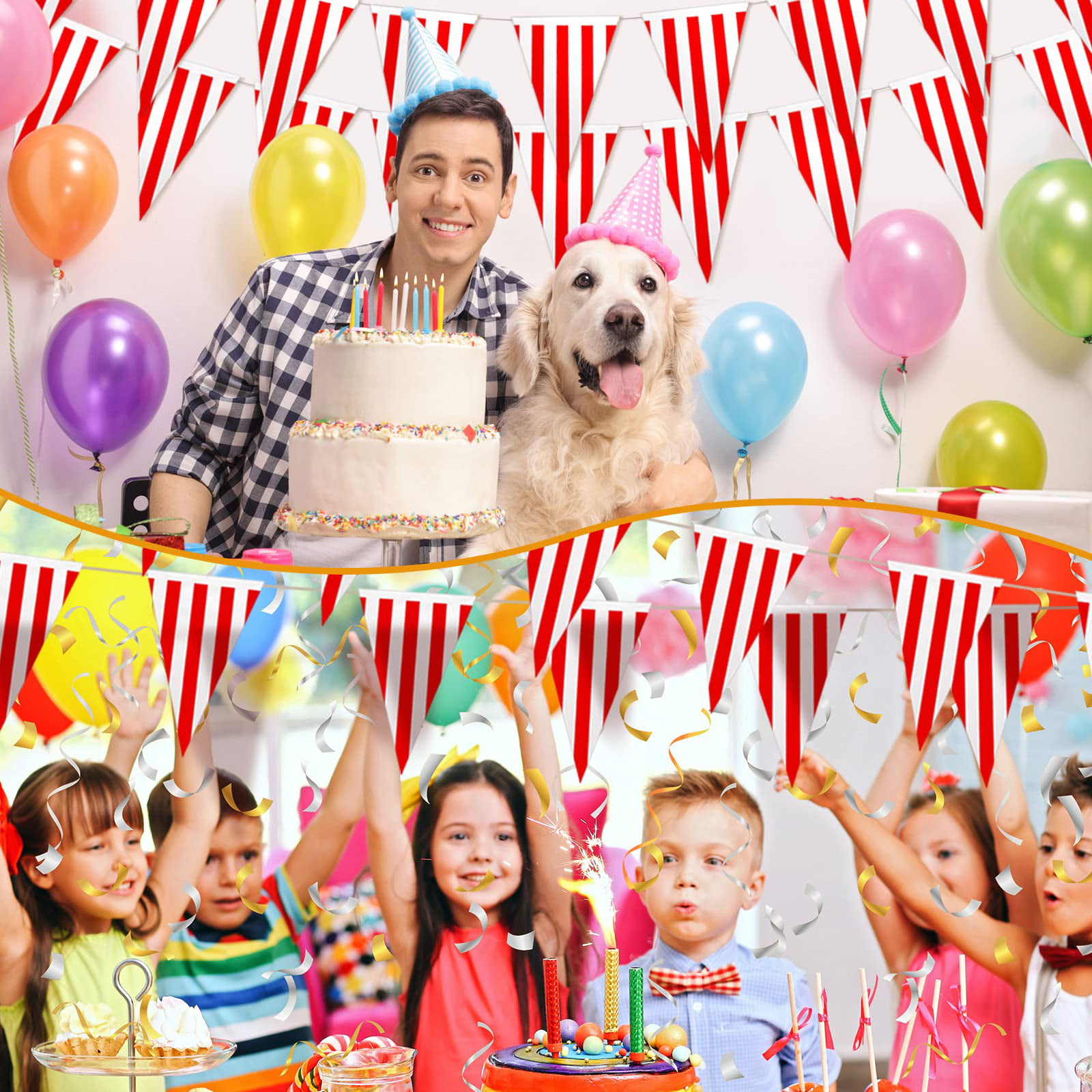 100 Foot Birthday Party Pennant Banner Colorful Fun Decorations Circus Supplies 