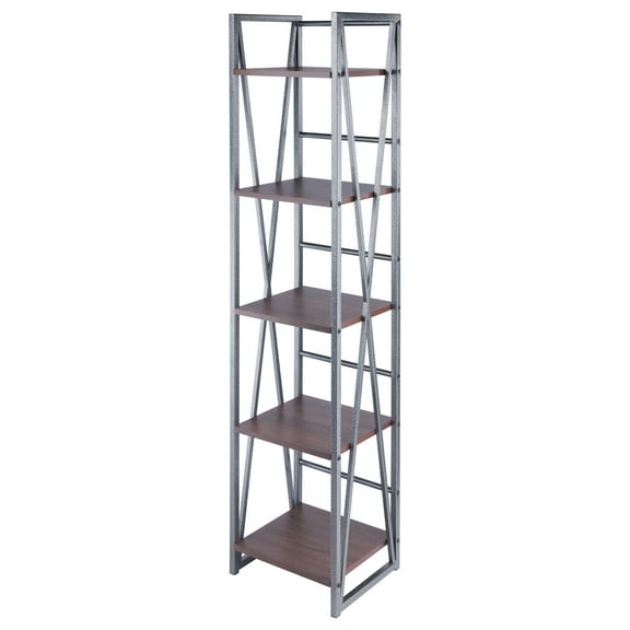 Winsome Wood Isa 5-Tier Narrow Shelf, Graphite & Walnut Finish