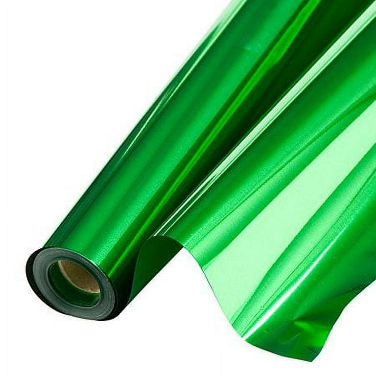 PMU Gift Wrap Mylar Roll Metallic Green 24 Inches X 8.3 Feet 1.4 Mil PVC  Film Highly Reflective Foil Material, Great for Gifts, Baskets, Arts &  Crafts, Balloon weights, Décor Pkg/1 