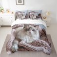 thumbnail image 2 of Feelyou 3D Kawaii Cat Bedding Comforter Set 7 Pieces for Kids, Cute Kitten Lover Full Bedding Set, Animal Theme Reversible Fitted Sheet Flat Sheet, Lightweight Room Decor, 2 of 7