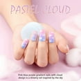 thumbnail image 2 of Press on Nails Medium Short Square GLAMERMAID, Pink Pastel Cloud Fake Nails with Design Macaroon Easter Acrylic False Nail Kits Stick Glue on Nails Sets for Women Reusable Full Cover Gel Nails 24Pcs, 2 of 3