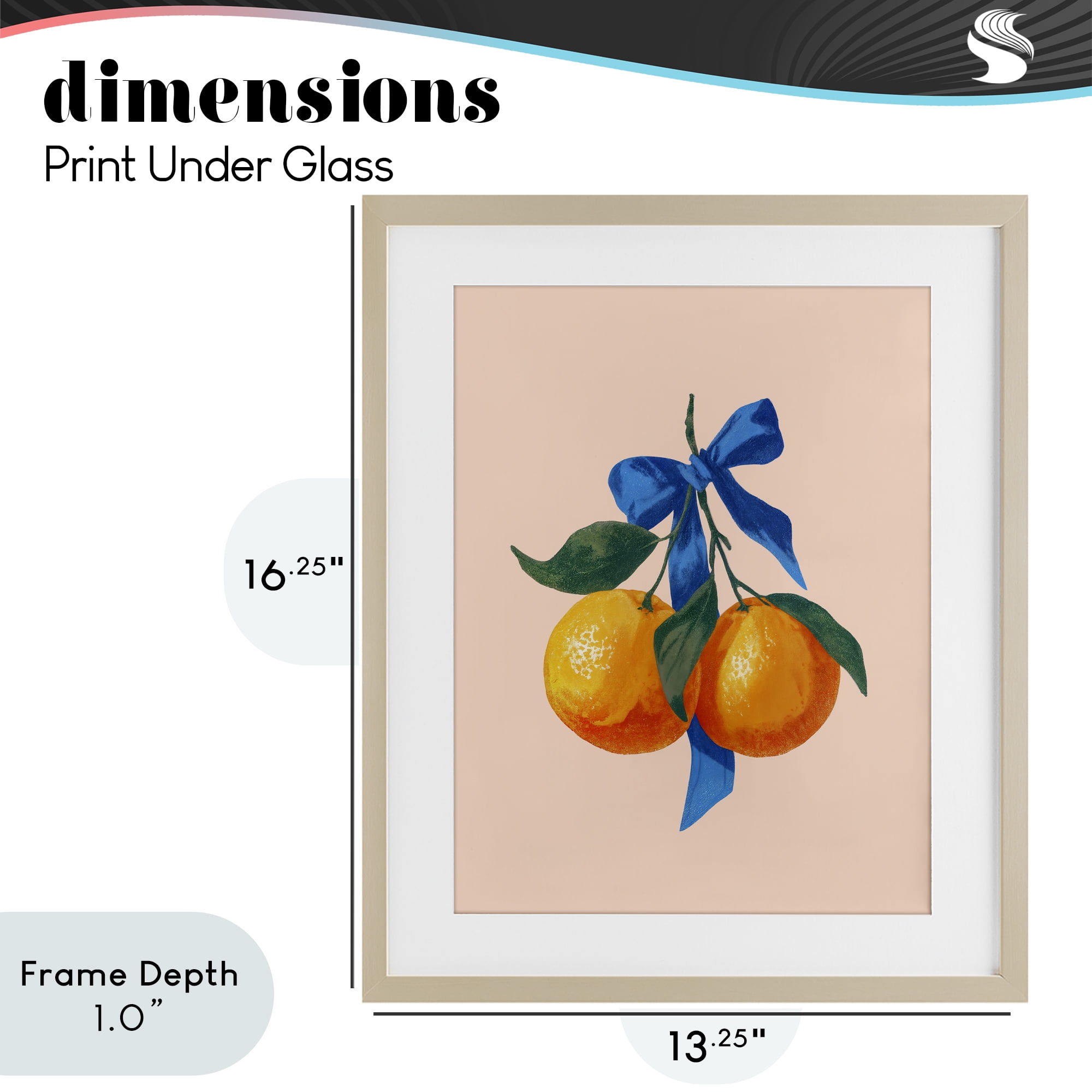 Stupell Industries Two Oranges with Blue Bow Birch Framed Print Under Glass, design by Imagine It Images