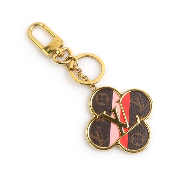 Pre-Owned Louis Vuitton Porte Clés Into the Flower Metal Keyring, Gold, Brown, and Pink,...