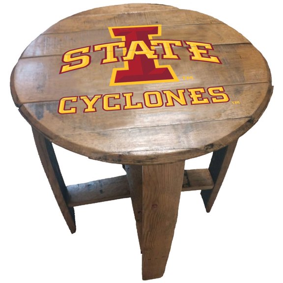Iowa State Cyclones Team Oak Barrel Table