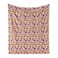 thumbnail image 1 of Dia De Los Muertos Soft Flannel Fleece Throw Blanket, Colorful Abstract Calavera Skulls with Peppers and Flowers, Cozy Plush for Indoor and Outdoor Use, 60" x 80", Multicolor, by Ambesonne, 1 of 6