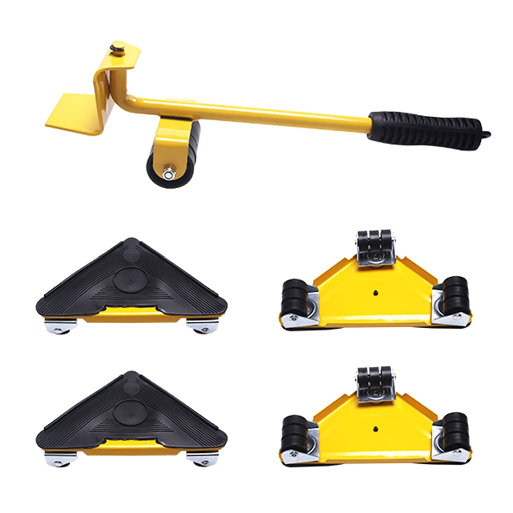 MOMOJIA Furniture Mover Tool Transport Lifter Heavy Stuffs Moving 4 Wheeled Roller Universal Pulley with 1 Bar Set Professional Device