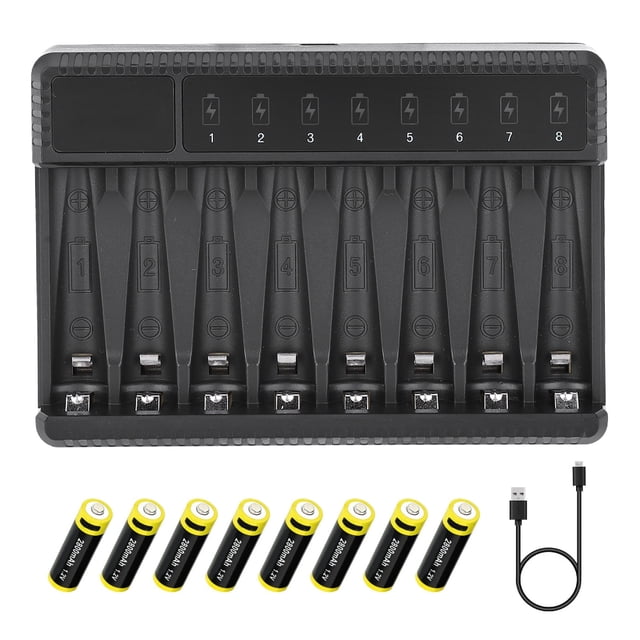 Smart SEIVI PC negro protección inteligente portátil viaje pantalla inteligente USB ocho ranuras batería para carga Ni MH Ni Cd AA AAA ANGGREK Otros