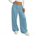thumbnail image 5 of Resicozy Wide Leg Sweatpants Women Low Rise Baggy Pants Fall Fashion Lounge Lightweight Sweat Pants with Pockets Sky Blue 2XL, 5 of 5