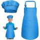 thumbnail image 1 of Blue - Apron + Hat Set, Adjustable Children's Kitchen Apron with Pocket, 1 of 3