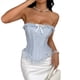 thumbnail image 2 of Tops Tipo Bustier para Mujer, Top de Encaje con Lazo y Moldeador de Cintura Azul L, 2 of 10
