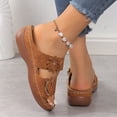 thumbnail image 5 of Women's Wedge Orthopedic Slip on Sandals Boho Flower Peep Toe Low Heel Dress Slides Slippers for Women 2025, 5 of 7