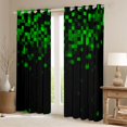 thumbnail image 2 of jejeloiu Green Pixel Miners Black Out Curtains Kids,Abstract Geometric Plaid Curtains Pack of 2 (42x63 Each) For Boys, 2 of 7