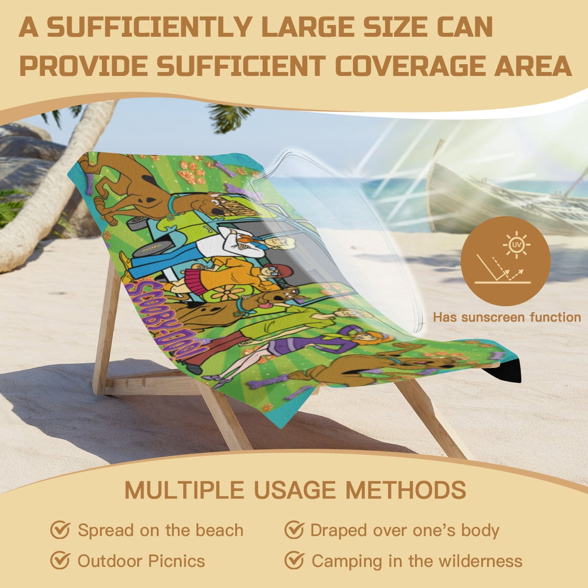 Scooby Doo Beach Towel Gift for Women Girls Boys Teenager Men 30"x60" Quick Drying Microfiber