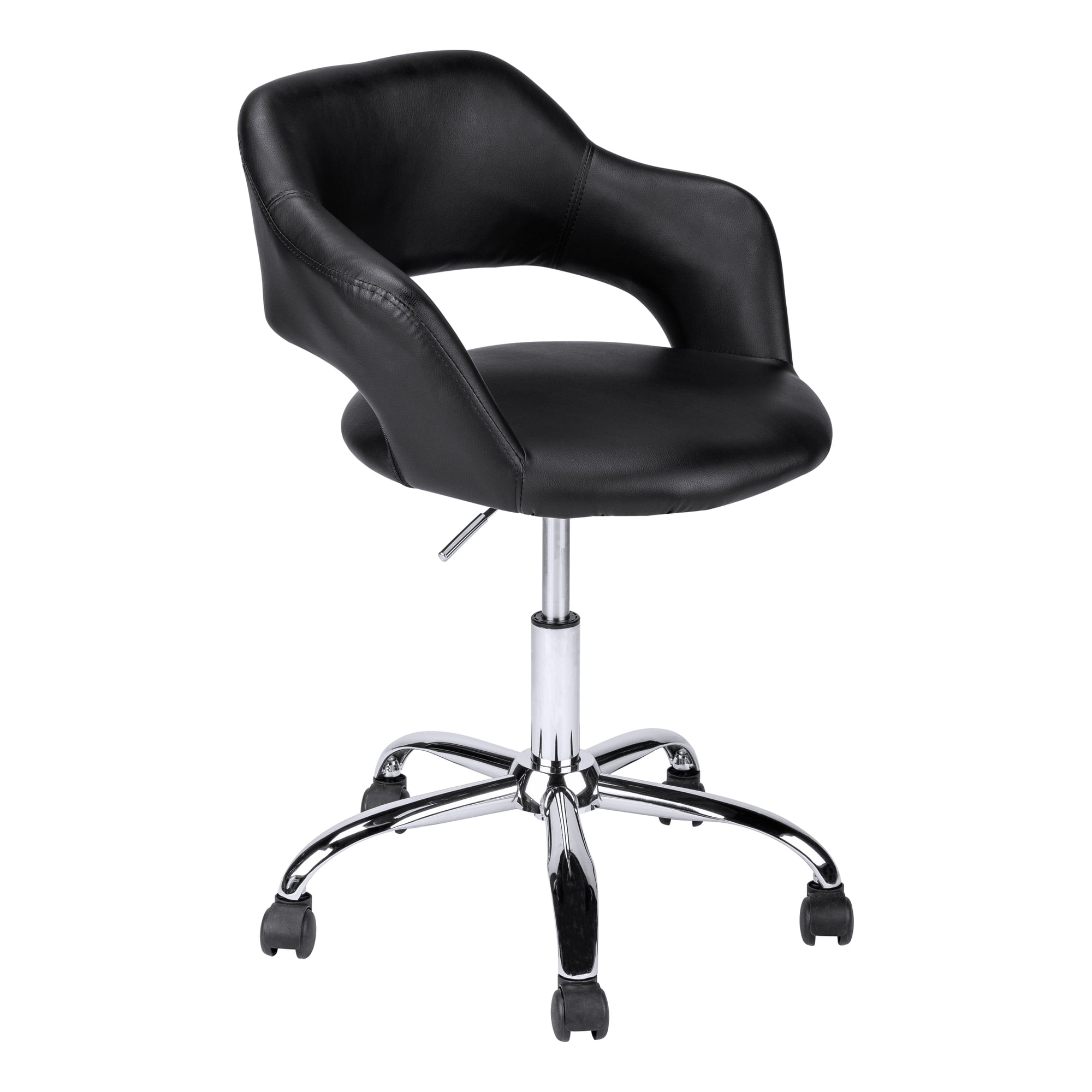 Monarch Specialties Office Chair, Swivel, Ergonomic, Armrests, Work, Black Leather Look