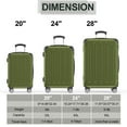 thumbnail image 3 of Sunbee 3 Piece Luggage Sets Hardshell Lightweight Suitcase with TSA Lock Spinner Wheels, Olive Green, 3 of 9