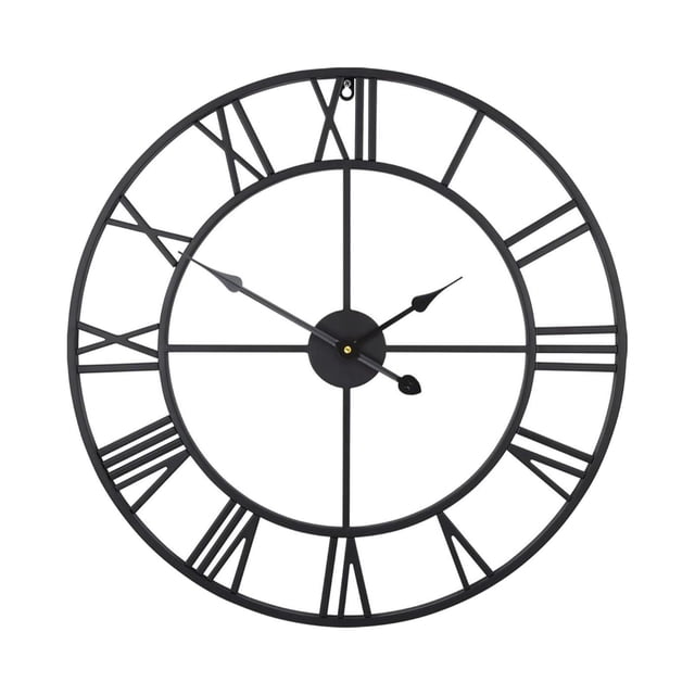 Reloj de pared rústico vintage redondo con esfera de números romanos. 48 cm