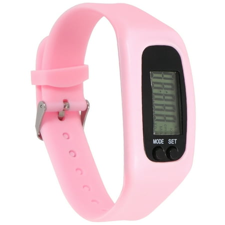 

1pc Silicone Sports Watch Smart Pedometer Running Walking Counter Time Display Band for Female Male (Pink)