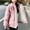 Pink, variant on Women's Fleece Lined Jacket with Hood Winter Warm Solid Color Long Elastic Sleeve Coats with Pockets Casual Solid Color Zip and Button Jacket