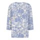 thumbnail image 3 of Camiseta casual de moda para mujer con cuello en V y siete mangas con botones estampados florales, color morado claro/2XL, 3 of 4