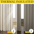 thumbnail image 4 of NICETOWN 100% Blackout Curtains, Natural Linen Blackout Short Curtains Noise Reducing Energy Saving Grommet Drapes with Thermal Insulated White Liner for Kitchen, 34"x48", 2 Panels, 4 of 7