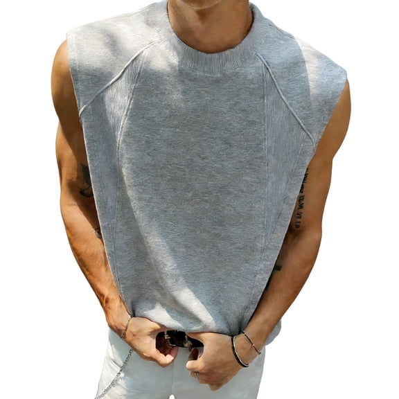 Ahabrexf Mens Tank Tops Sleeveless Muscle Shirts for Men 6 Pack Athletic Gym Workout Breathable Tagless Loose Fit Bodybuilding Tops Casual Undershirts