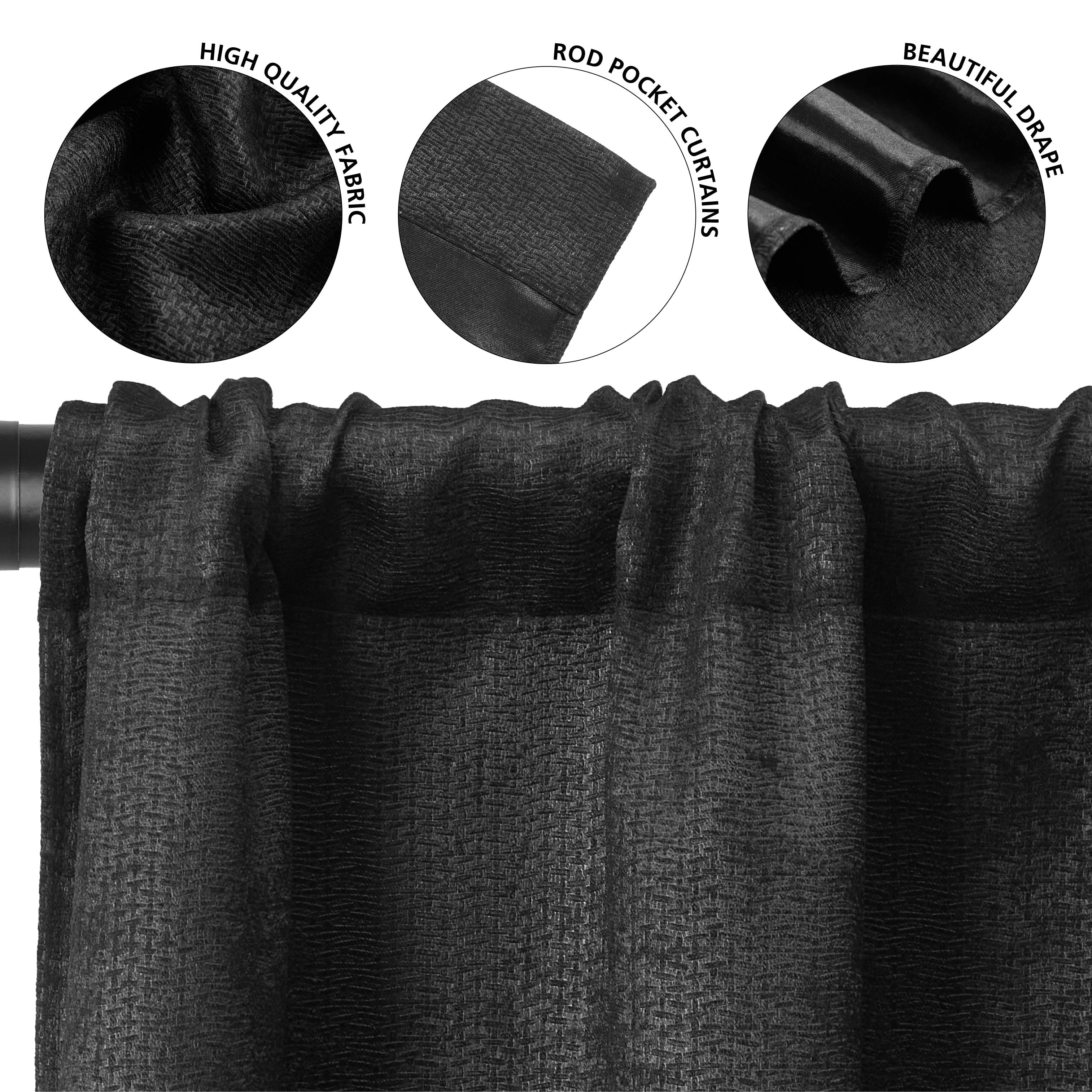 (4 pack) Mainstays 4 of a Kind Blackout Curtain Panels, Set of 4, Black, 28" W x 63" L