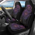 thumbnail image 2 of XYZCANDO Stylish 2-Piece Front Car Seat Covers with Purple Gold Rose Pattern - Durable Breathable Protection For Vehicle Interior, 2 of 10