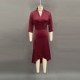 thumbnail image 4 of Bxsruta Womens Dress Midi Length V Neck 3/4 Sleeve High Low Cocktail Dresses, 4 of 7