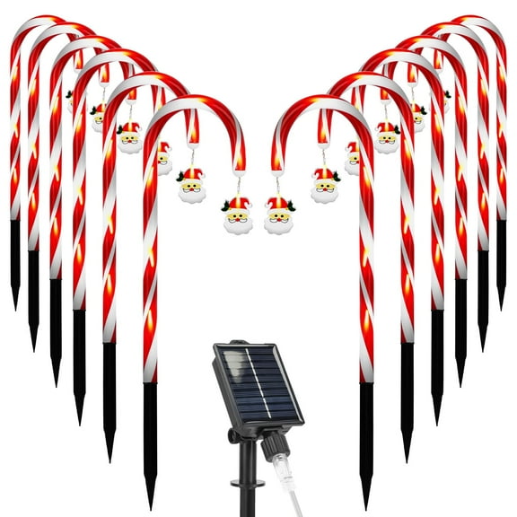 iMounTEK 12 Pack Solar Candy Cane Lights Outdoor Christmas Decorations, 8 Modes Xmas Decorations for Garden Yard Decor Holiday Gift
