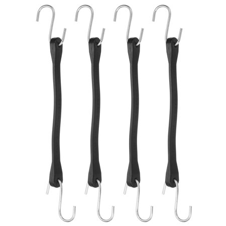 4Pack 9" Bungee Cords with Hooks for Securing Tarps Cargo Trucks Canvases, Black