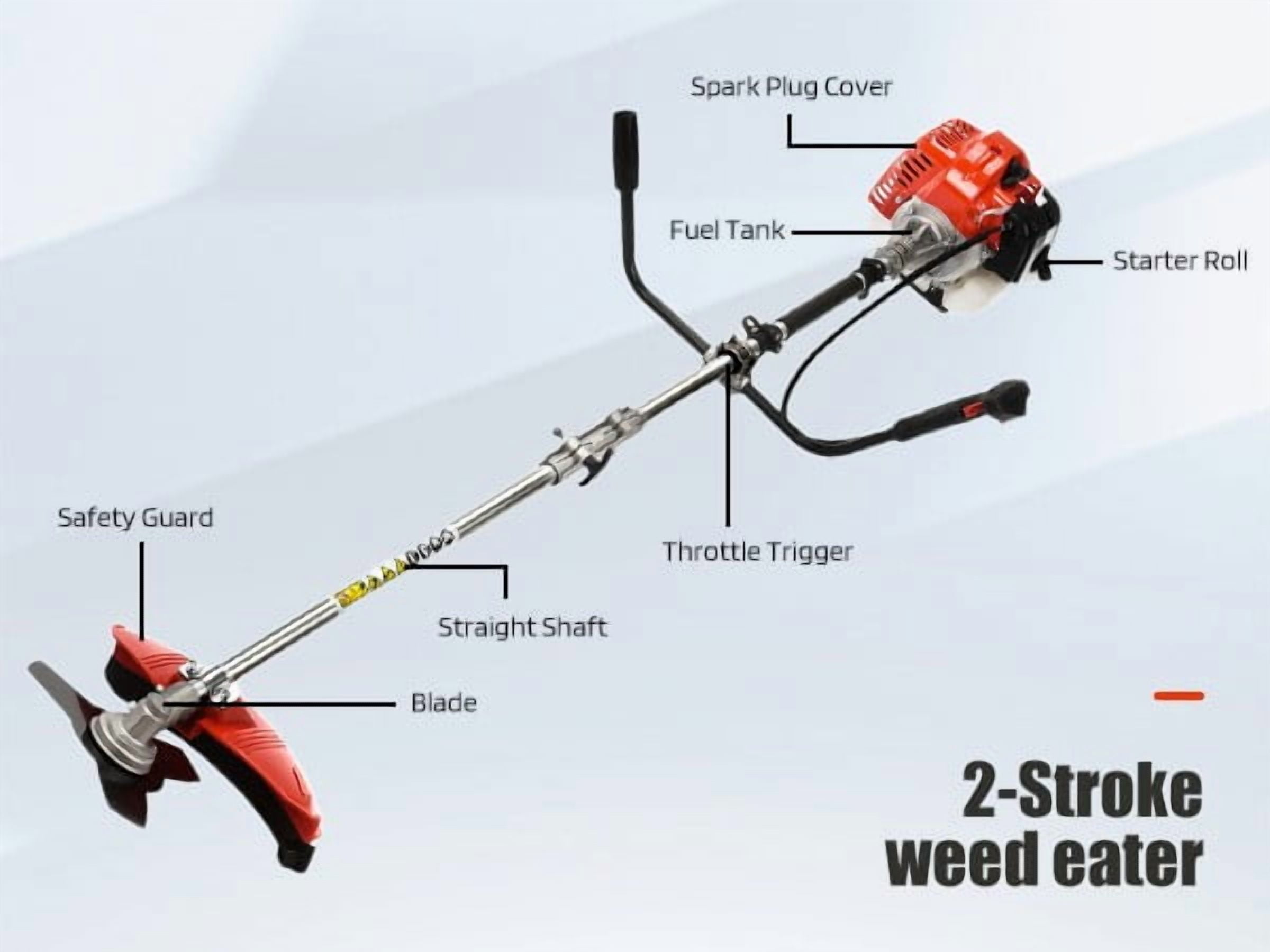YNCE Gas Weed Eater 52cc 2-Stroke 2 in 1 Multi-Functional Petrol Hedge Trimmer, Weed Wacker Chainsaw Brush Cutter Complete Accessories，Gas Powe Weed Eater for Grass and Bush