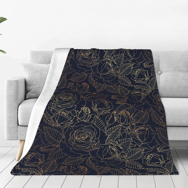 Balery Copper-Gold Gloss Outline Rose Manta de Felpa Suave y Acogedora – Cobija de Franela Aterciopelada para Cama, Lavable y Cálida para Sofá, Mascotas, Transpirable-60"x50"