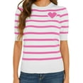 thumbnail image 3 of GHSDFBB Chandail pour Femmes Col Rond Manches Courtes/longues Chandail en Forme de Cœur, 3 of 6