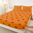 thumbnail image 4 of Homewish Simple Halloween Spider Bed Sheets,Tiny Bug Print Full Size Sheets,Orange Black,4 Pieces,1 Flat Sheet,1 Fitted Sheet and 2 Pillowcases, 4 of 6