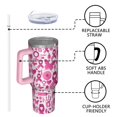 thumbnail image 4 of Pink Breast Cancer Tumbler with Handle and Lid,40oz Double Wall Vacuum Insulated Tumbler,Cups Gift for Women and Men, 4 of 7