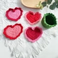thumbnail image 6 of HAVELOR Hand-Crocheted Heart Coasters, 4-Pack, 3.15 in Diameter, Stackable Rose Design, Protects Surfaces from Stains, Perfect for Coffee Tables and Dining Room Decor(Red,One size), 6 of 7