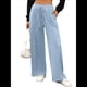 thumbnail image 3 of Pantalones Deportivos de Pierna para Mujer, Cintura Alta, Holgados y con Cordón Ajustable Azul XXL, 3 of 9