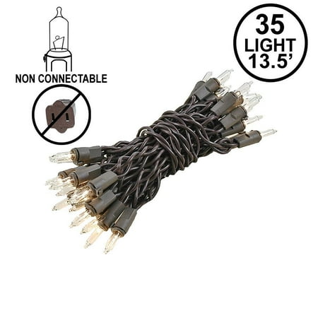 Non Denominational Christmas Novelty Lights 35 Light Clear Christmas Craft Mini Light Set, Non-Connectable, Brown Wire, 13.5' Long ()