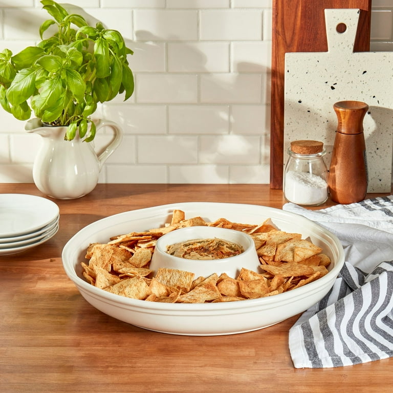 Kitchen Pampered Chef Stoneware Chip And Dip Set Insulated Serving